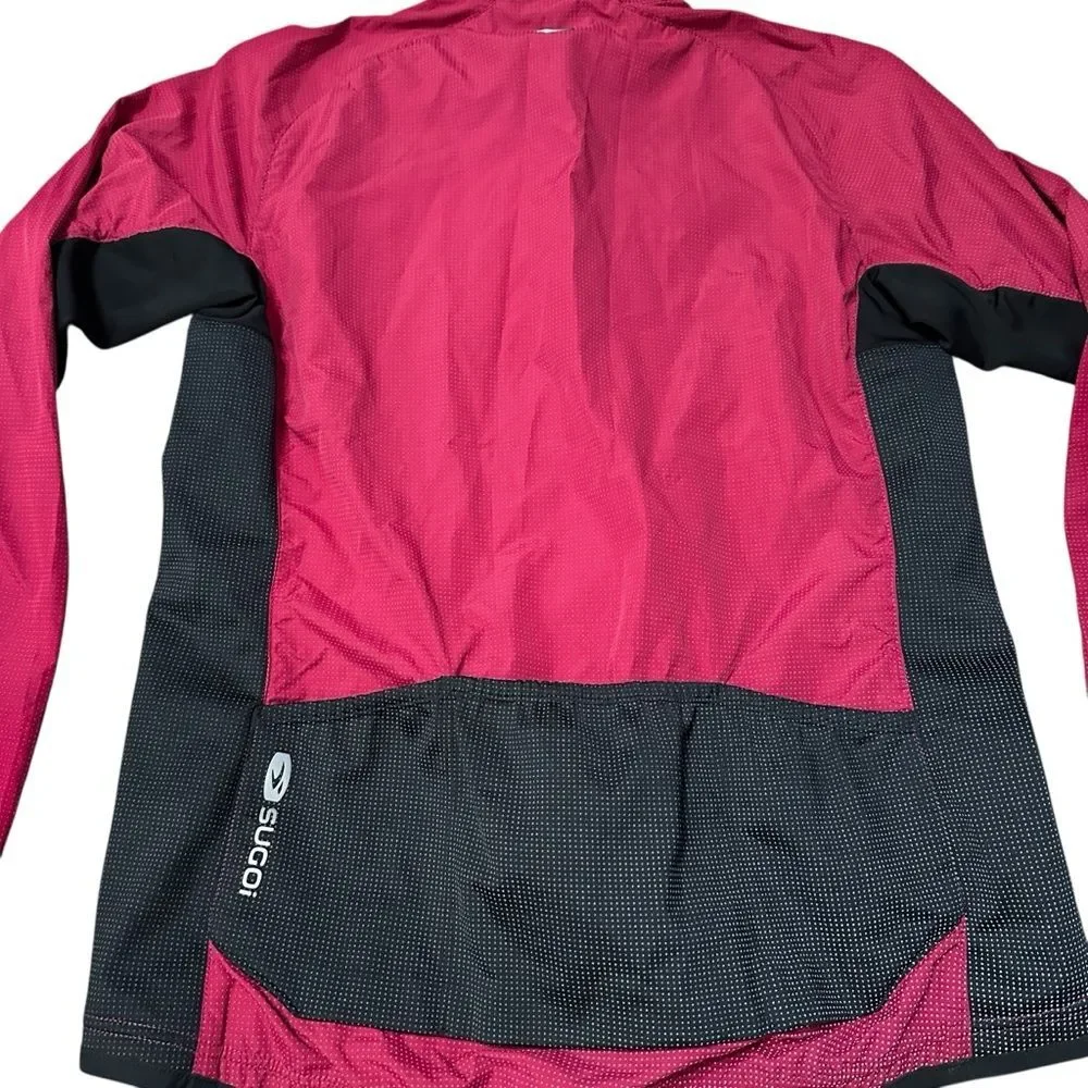 SUGOi Pink and Black Zip-Up Reflective Waterproof Bike Jacket Large - Picture 2 of 9